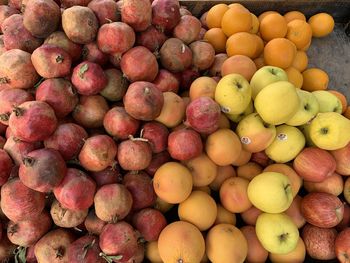 High angle view of fruits for sale at market stall