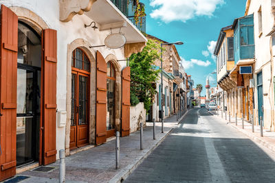 Ancient streets of the cyprus city of limassol, colonial architecture and intertwining of different