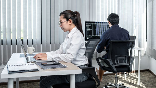 Businesswoman working at office