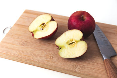 Close-up of apple on cutting board