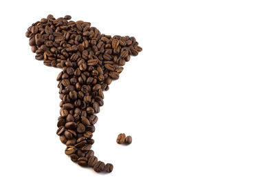 Close-up of coffee beans against white background