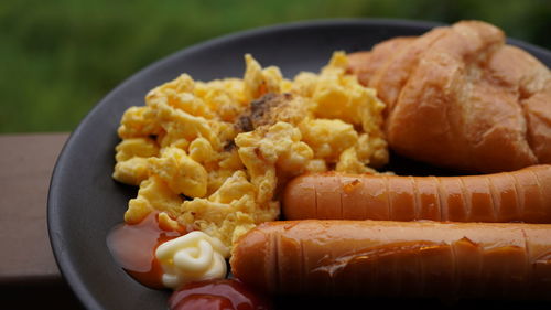 Close-up of food served in plate