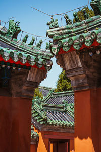 Low angle view of traditional building against sky