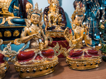 Close-up of buddha statue in temple