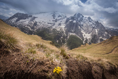 Scenic view of mountains against sky