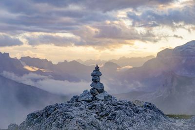 Scenic view of mountain against sky during sunset