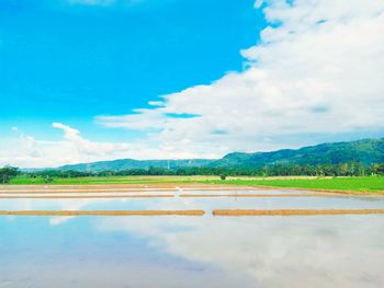 Scenic view of lake against sky