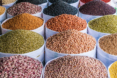 Various vegetables for sale at market stall