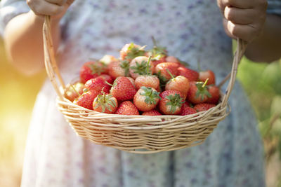 Close-up of strawberries in basket