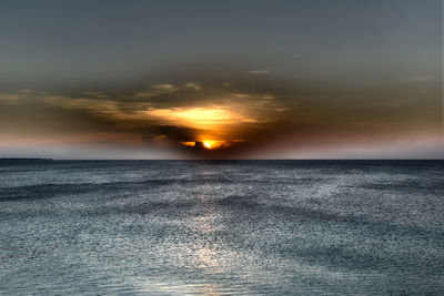 Scenic view of sea at sunset