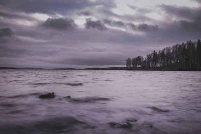 Scenic view of sea against cloudy sky