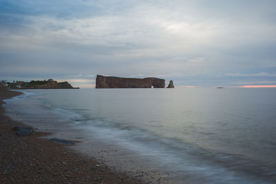 Scenic view of sea against cloudy sky