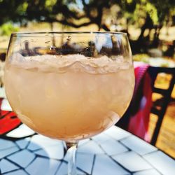 Close-up of drink in glass on table