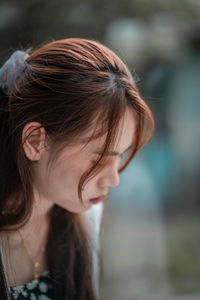 Close-up portrait of a young woman