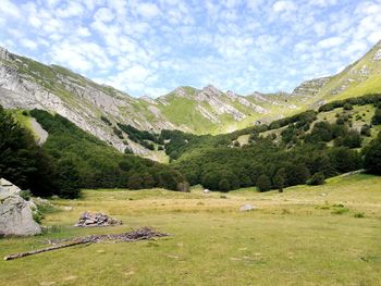 Scenic view of mountains against sky