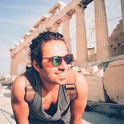 Close-up of man at acropolis of athens