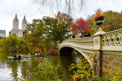 Bow bridge at central park in new york city during autumn on november 5, 2019.