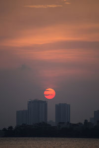 Buildings against sky during sunset