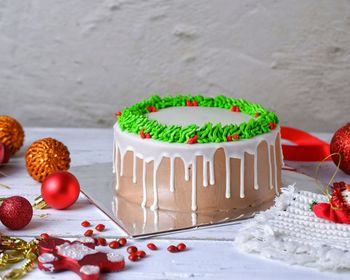 Close-up of cake on table