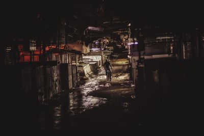 Illuminated buildings at night