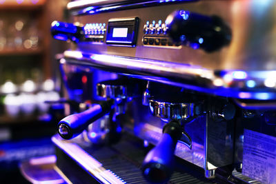 Close-up of coffee machine in restaurant