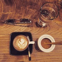 Close-up of coffee cup on table