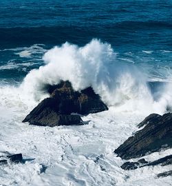 Waves splashing on shore