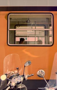 Train on glass window