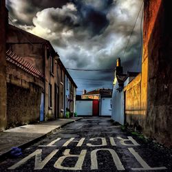 View of buildings against cloudy sky