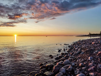 Scenic view of sea during sunset