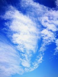 Low angle view of clouds in blue sky