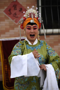 Young woman wearing mask