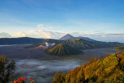 Scenic view of landscape against cloudy sky