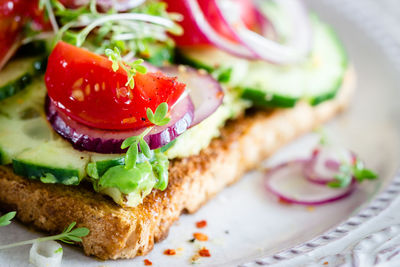 Close-up of sandwich on plate