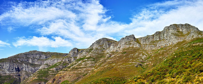 Panoramic view of mountains against sky