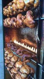 Close-up of meat on barbecue grill