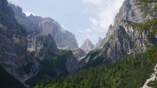 Scenic view of rocky mountains against sky