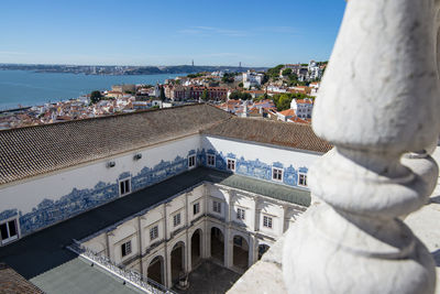 High angle view of buildings in city