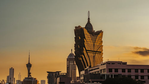 Low angle view of skyscrapers against sky