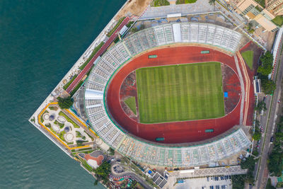 Directly above shot of sports stadium in city