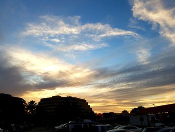 View of city at sunset