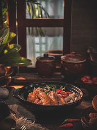 Close-up of food on table