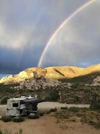 Scenic view of rainbow against sky