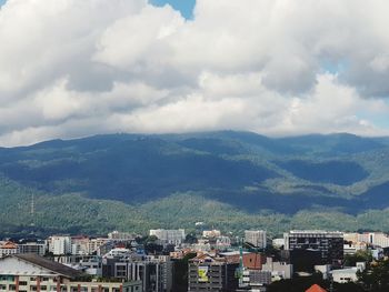 High angle view of townscape against sky