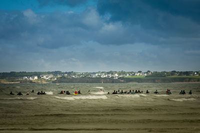 Scenic view of beach against sky