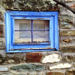 Close-up of blue window