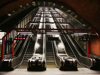 Low angle view of escalators at railroad station