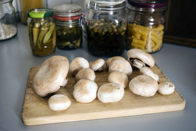 High angle view of eggs in container on table