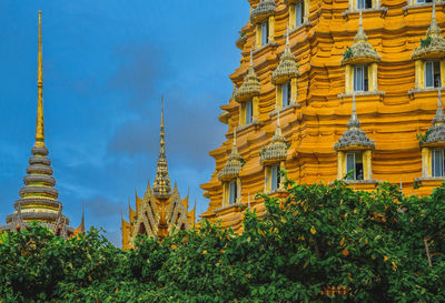 Low angle view of temple building against sky