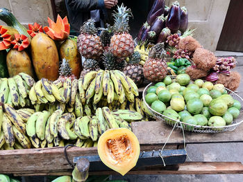 High angle view of vegetables on table